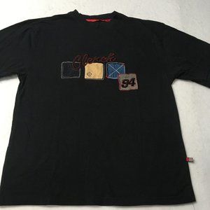 #LL CLENCH Gear 94 Sewn Embroidered Patch Logo Design Black Mens T-Shirt Casual